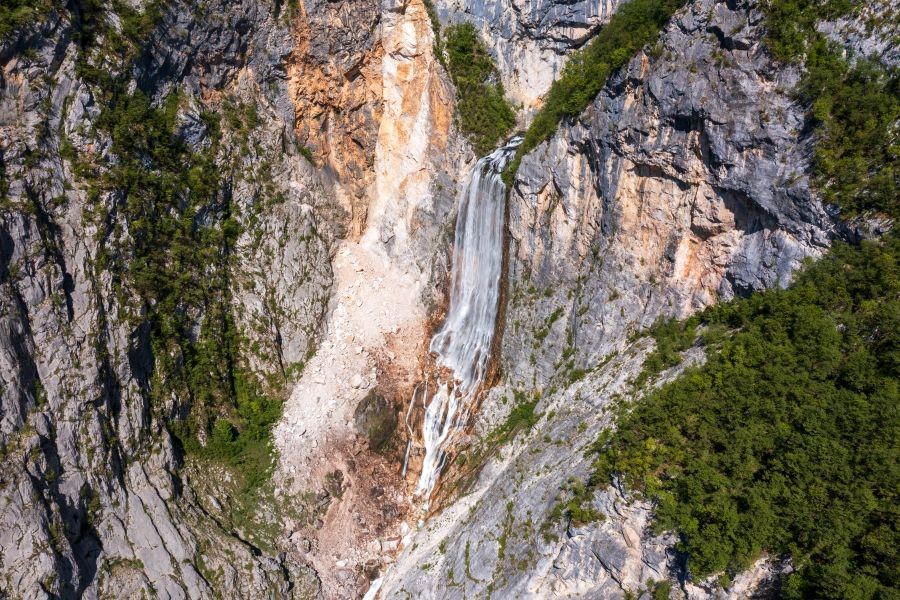 Luftaufnahme, Slap Boka, Soca Tal, Julische Alpen, Slowenien